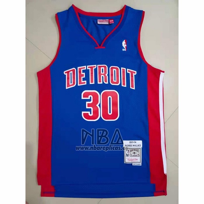 Camiseta Detroit Pistons Rasheed Wallace NO 30 Mitchell & Ness 2003-04 Azul